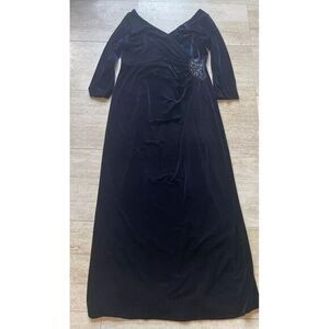 TERI JON RICKIE FREEMAN Women's Navy Blue Velvet Party Dress Gown Large